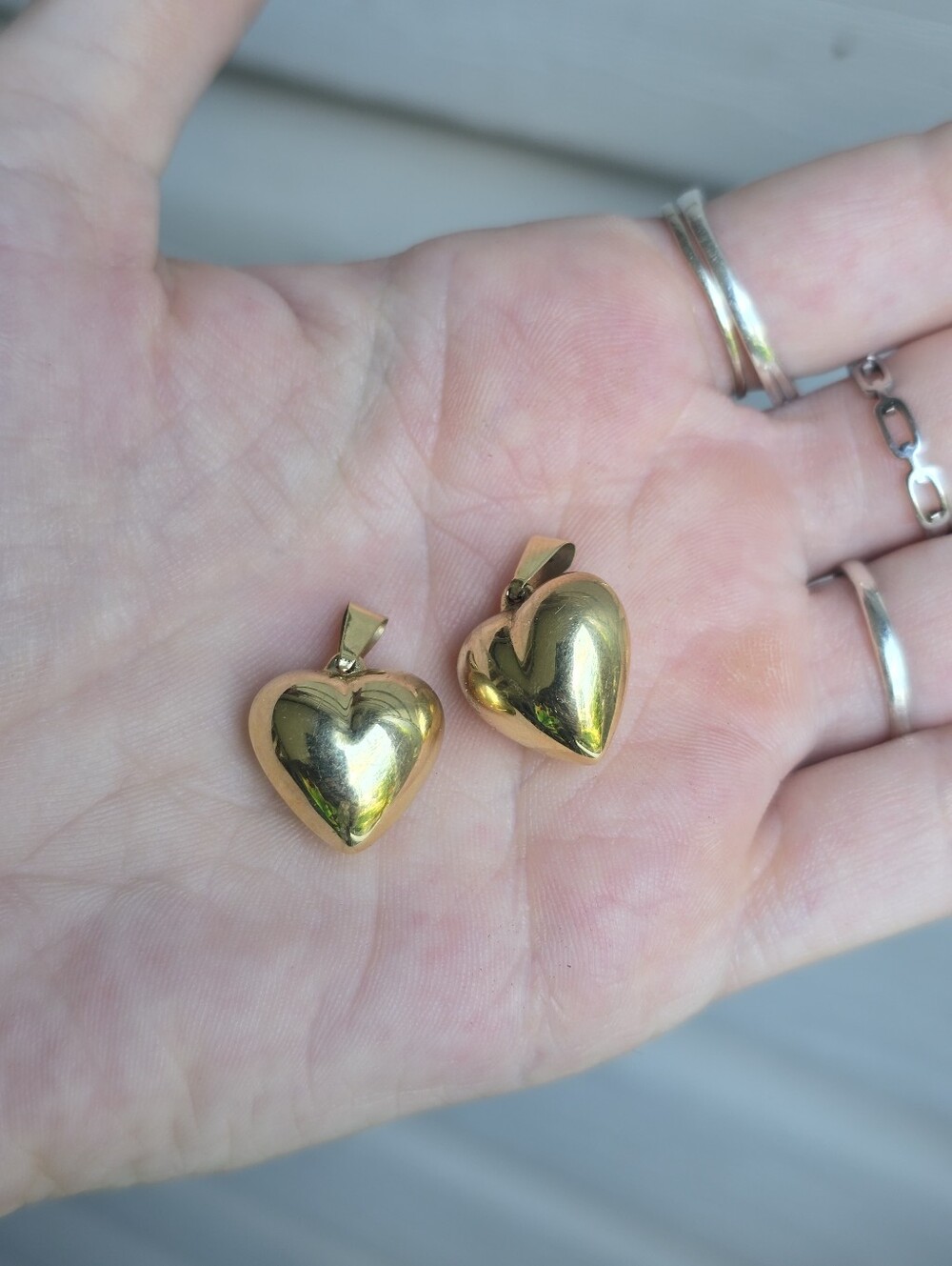 14k Yellow Gold Puffy Heart Charms - Picture 3 of 5